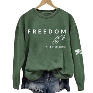 Women's Freedom Charlie Kirk Signature Printed Sweatshirt