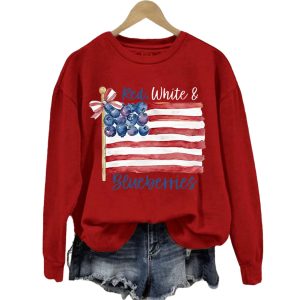 Women's Red White And Blueberries Printed Sweatshirt