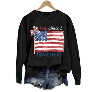 Women's Red White And Blueberries Printed Sweatshirt