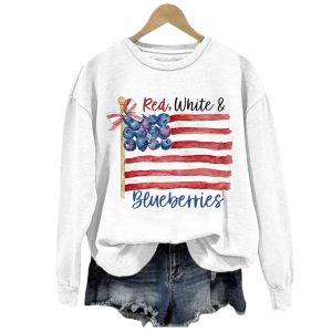 Women's Red White And Blueberries Printed Sweatshirt