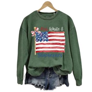 Women's Red White And Blueberries Printed Sweatshirt