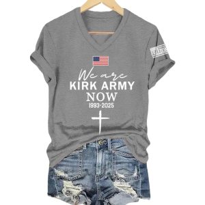 Women's We Are Kirk Army Now 1993 2025 Print V neck T Shirt