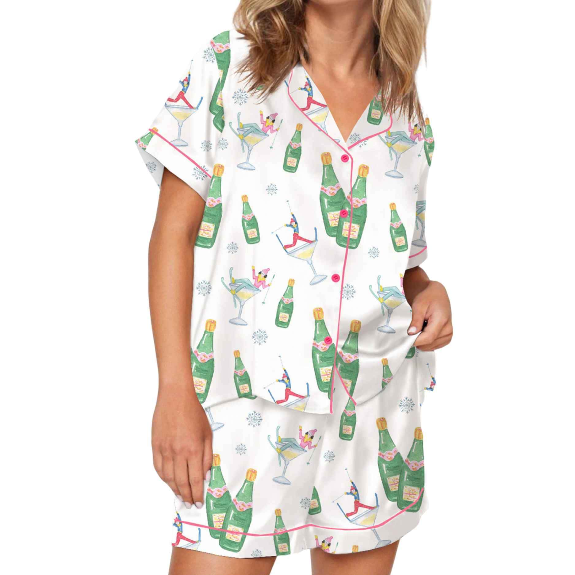 After Ski Watercolor Silky Satin Pajama Set After Ski Watercolor Silky Satin Pajama Set