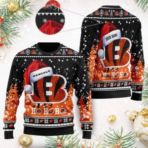 Bengals Symbol Wearing Santa Claus Hat Ho Ho Ho Ugly Christmas Sweater