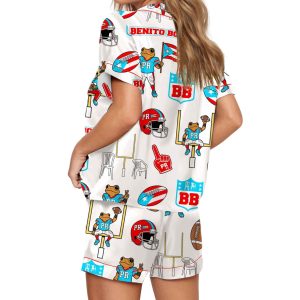 Benito Bowl Puerto Rico Football Silky Satin Pajama Set