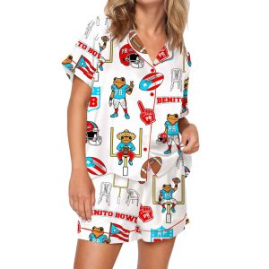Benito Bowl Puerto Rico Football Silky Satin Pajama Set