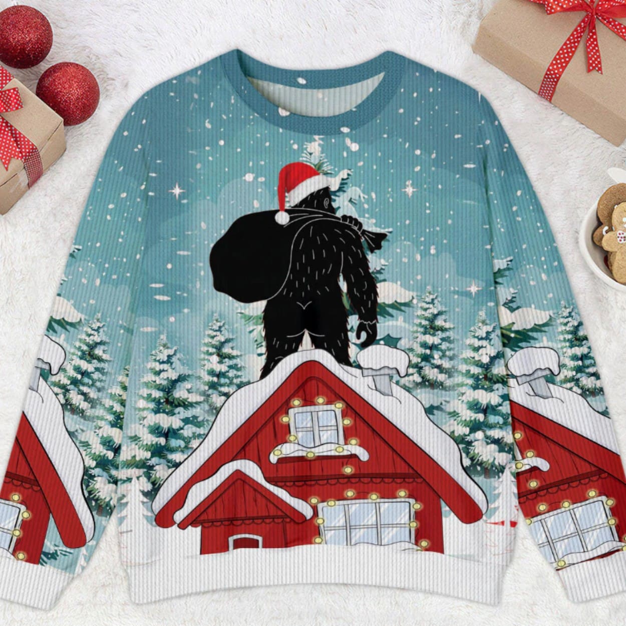 Bigfoot Santa Gets In The Chimney Ugly Sweater Bigfoot Santa Gets In The Chimney Ugly Sweater