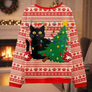 Black Cat Destroys Christmas Tree It Wasn't Me Christmas Ugly Sweater 1 Black Cat Destroys Christmas Tree It Wasn't Me Christmas Ugly Sweater