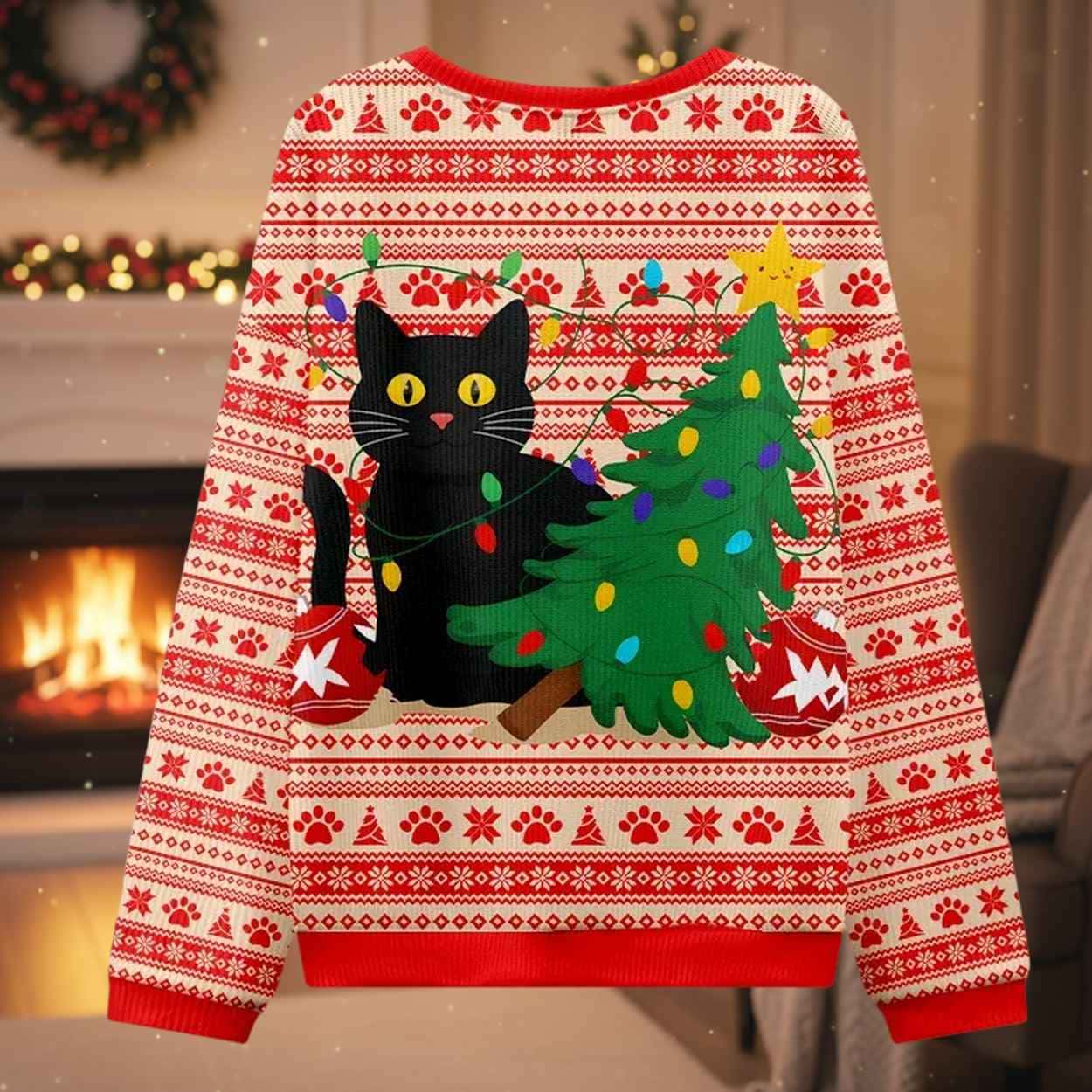 Black Cat Destroys Christmas Tree It Wasn’t Me Christmas Ugly Sweater Black Cat Destroys Christmas Tree It Wasn’t Me Christmas Ugly Sweater