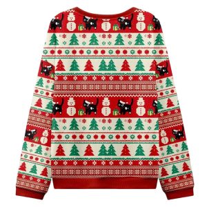 Black Cats Destroying Christmas Tree Christmas Ugly Sweater