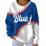 Blue J Blue Jays Baseball Print Casual Sweatshirt