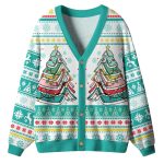 Books Of The Christmas Tree Ugly Cardigan Sweater
