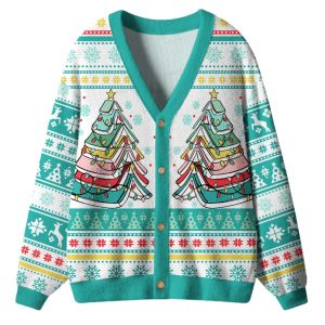 Books Of The Christmas Tree Ugly Cardigan Sweater