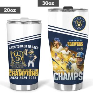 Brewers Back To Back To Back NL Central Champs 2023 2024 2025 Tumbler Cup