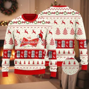Budweiser Santa Hat Ugly Christmas Sweater