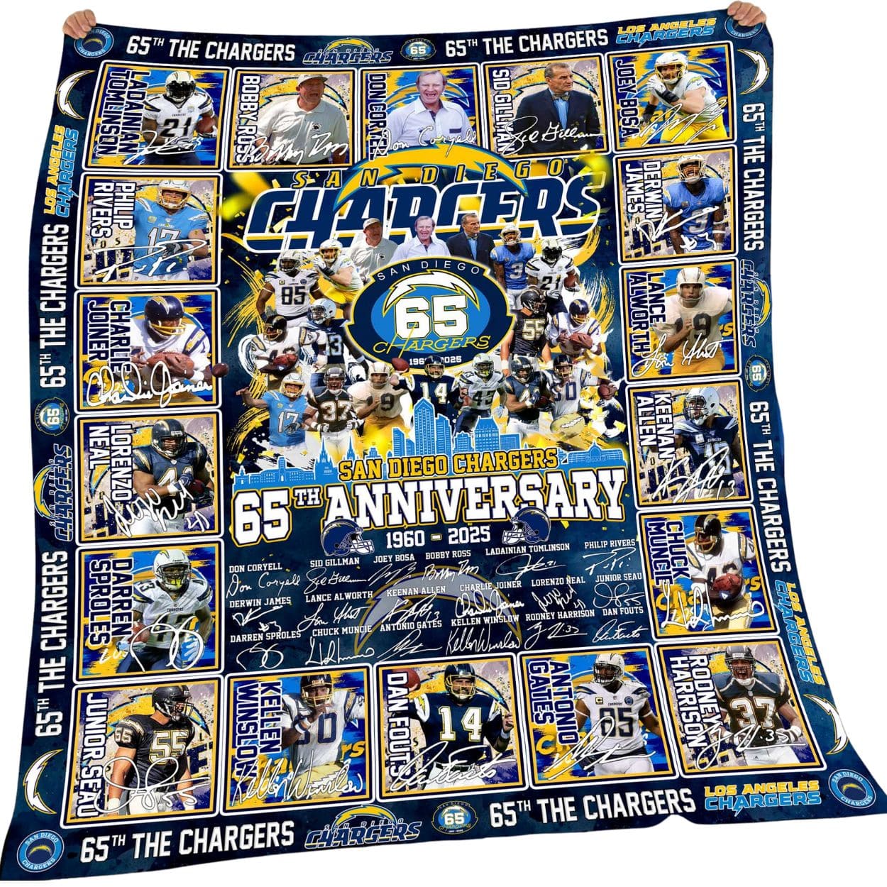 Chargers 65th Anniversary 1960 2025 Blanket Chargers 65th Anniversary 1960 2025 Blanket