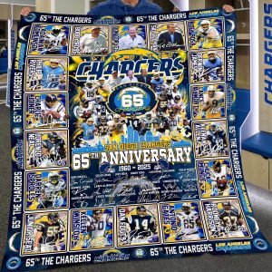 Chargers 65th Anniversary 1960-2025 Blanket 1 Chargers 65th Anniversary 1960 2025 Blanket