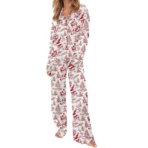 Chinoiserie Christmas Silky Satin Pajama Set 3 Chinoiserie Christmas Silky Satin Pajama Set