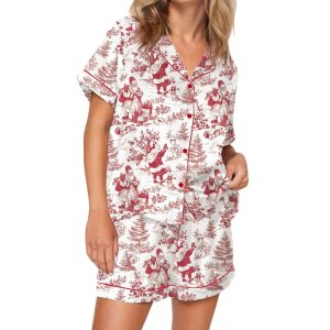 Chinoiserie Christmas Silky Satin Pajama Set 1 Chinoiserie Christmas Silky Satin Pajama Set