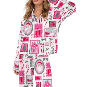 Christmas Bow Silky Satin Pajama Set