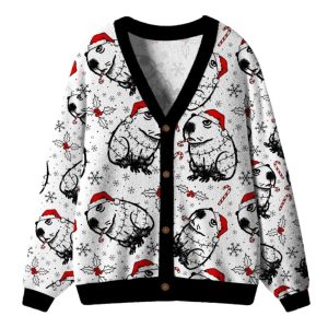 Christmas Capybara Ugly Cardigan Sweater