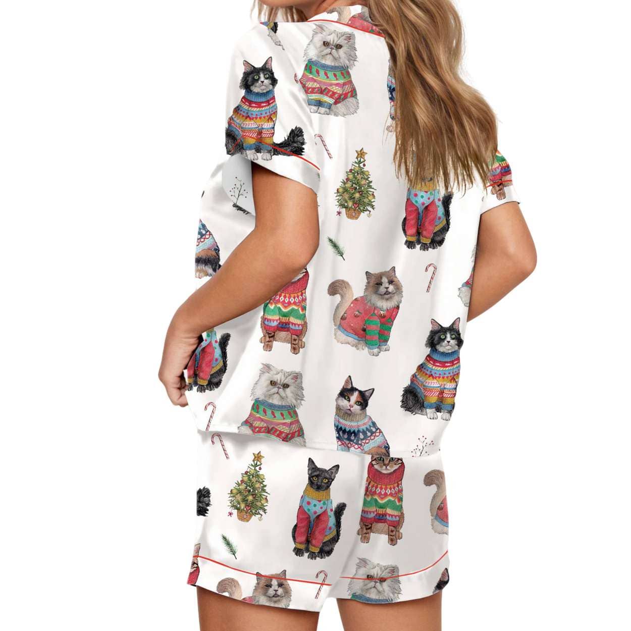 Christmas Cats Silky Satin Pajama Set Christmas Cats Silky Satin Pajama Set