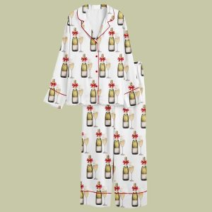 Christmas Champagne Eat Drink And Be Merry Satin Pajama Set