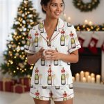 Christmas Champagne Eat Drink And Be Merry Satin Pajama Set