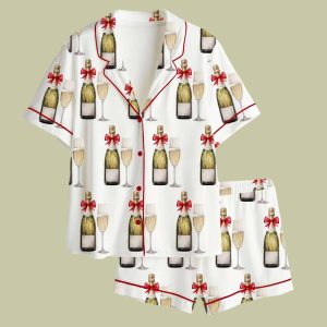 Christmas Champagne Eat Drink And Be Merry Satin Pajama Set