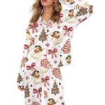 Christmas Coquette Bow Santa Silky Satin Pajama Set