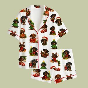 Christmas Dachshund Holiday Satin Pajama Set