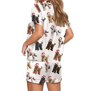 Christmas Doodle Dog Silky Satin Pajama Set 1 Christmas Doodle Dog Silky Satin Pajama Set