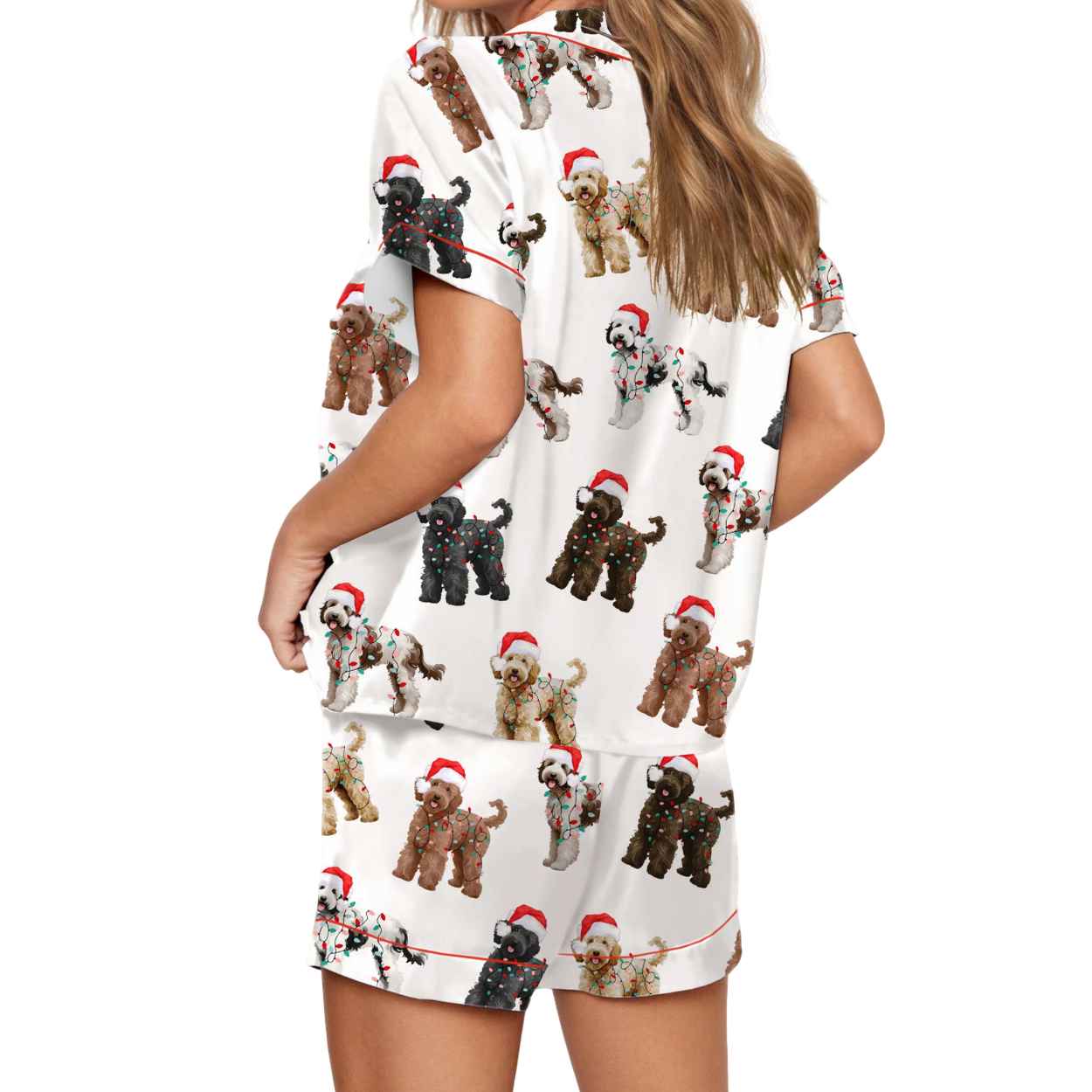 Christmas Doodle Dog Silky Satin Pajama Set Christmas Doodle Dog Silky Satin Pajama Set