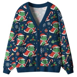 Christmas Frog Ugly Cardigan Sweater