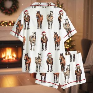 Christmas Horses Western Satin Pajama Set 1 Christmas Horses Western Satin Pajama Set