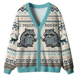 Christmas I Require Books Ugly Cardigan Sweater
