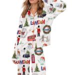 Christmas In London Silky Satin Pajama Set