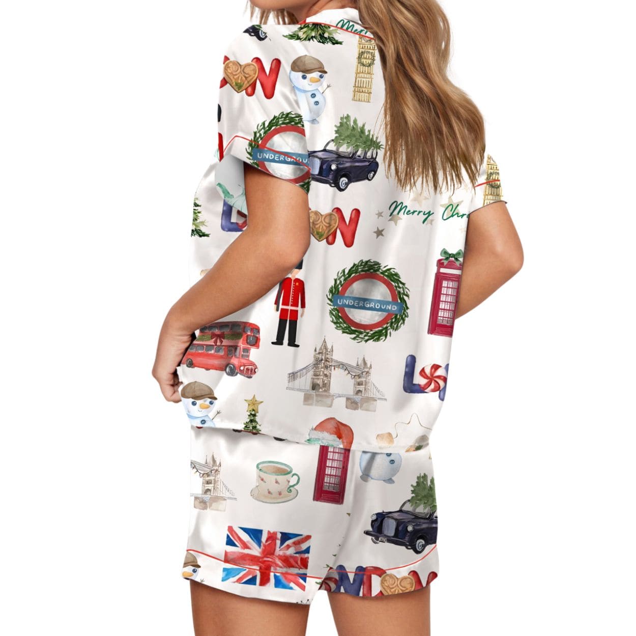 Christmas In London Silky Satin Pajama Set Christmas In London Silky Satin Pajama Set