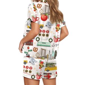 Christmas In New York Satin Pajama Set For Women