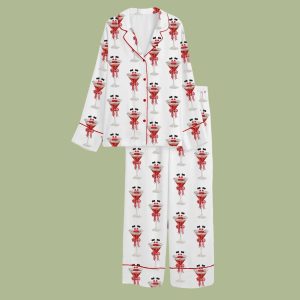 Christmas Martini Santa Bow Martini Drink Satin Pajama Set 1 Christmas Martini Santa Bow Martini Drink Satin Pajama Set