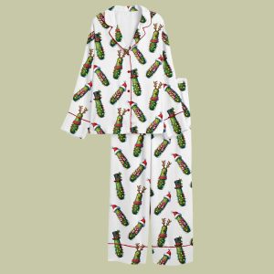 Christmas Pickle Holiday Cucumber Satin Pajama Set 1 Christmas Pickle Holiday Cucumber Satin Pajama Set