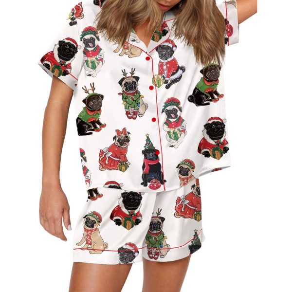 Christmas Pug Silky Satin Pajama Set
