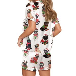 Christmas Pug Silky Satin Pajama Set 2 Christmas Pug Silky Satin Pajama Set