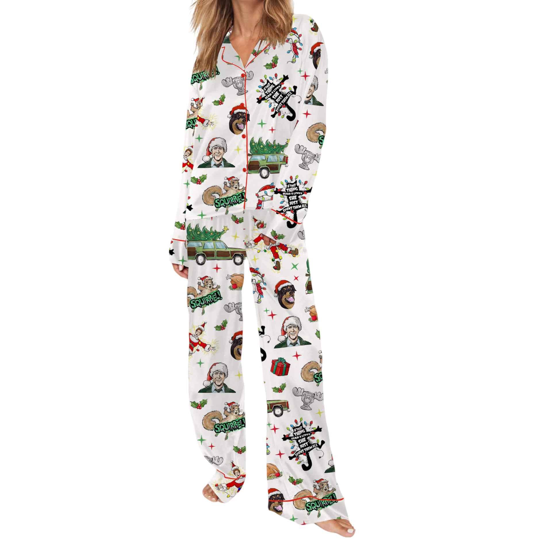 Christmas Vacation Clark Silky Satin Pajama Set Christmas Vacation Clark Silky Satin Pajama Set
