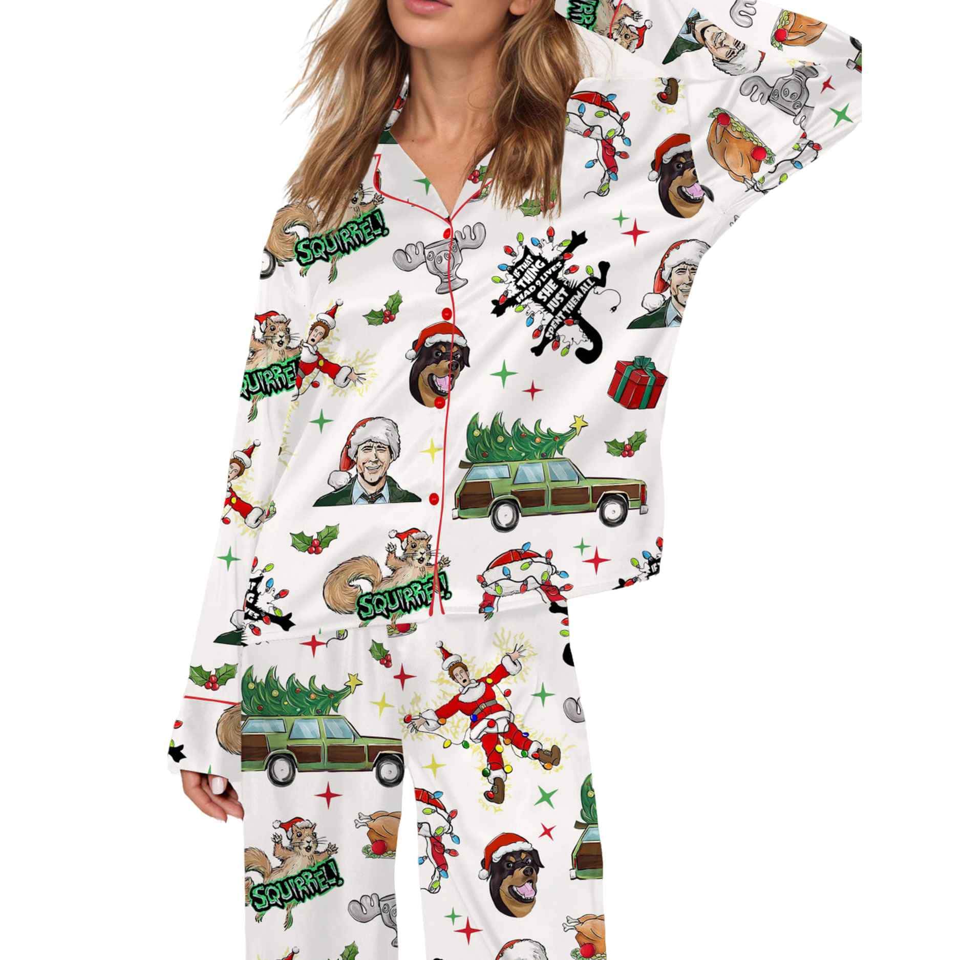 Christmas Vacation Clark Silky Satin Pajama Set Christmas Vacation Clark Silky Satin Pajama Set