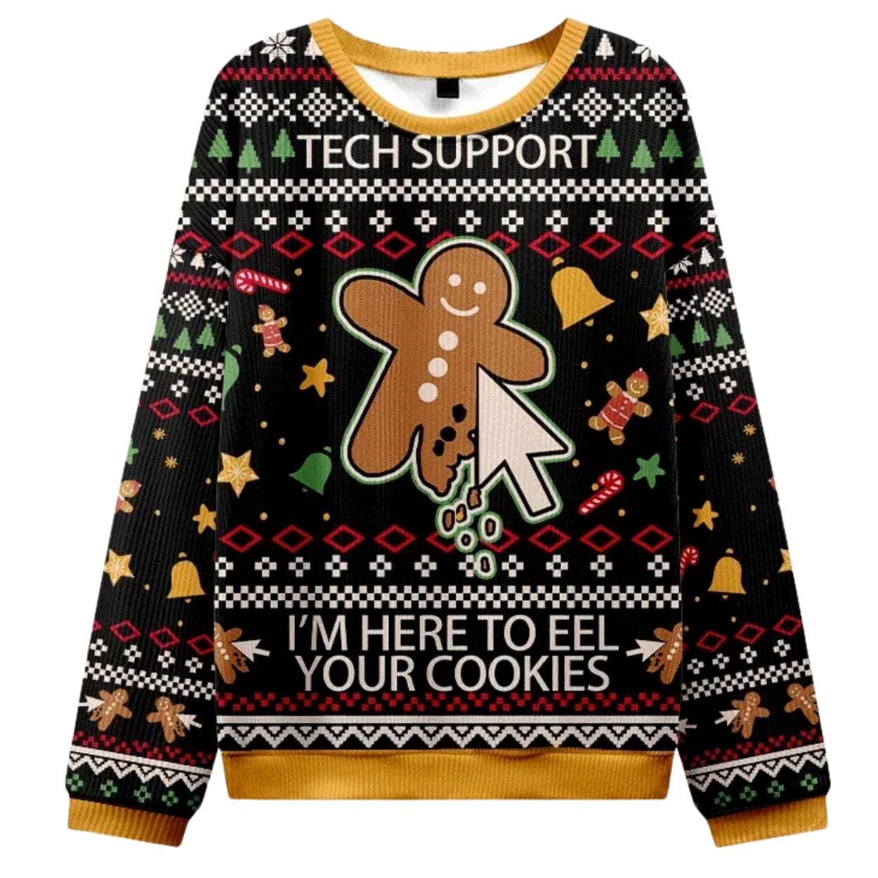 Click On The Gingerbread Man Christmas Ugly Sweater Click On The Gingerbread Man Christmas Ugly Sweater
