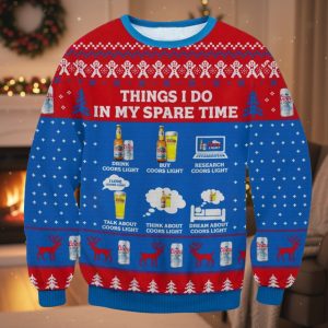 Coors Light Things I Do In My Spare Time Ugly Christmas Sweater