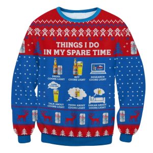 Coors Light Things I Do In My Spare Time Ugly Christmas Sweater