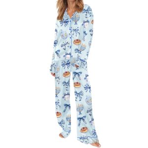 Coquette Hanukkah Silky Satin Pajama Set 3 Coquette Hanukkah Silky Satin Pajama Set