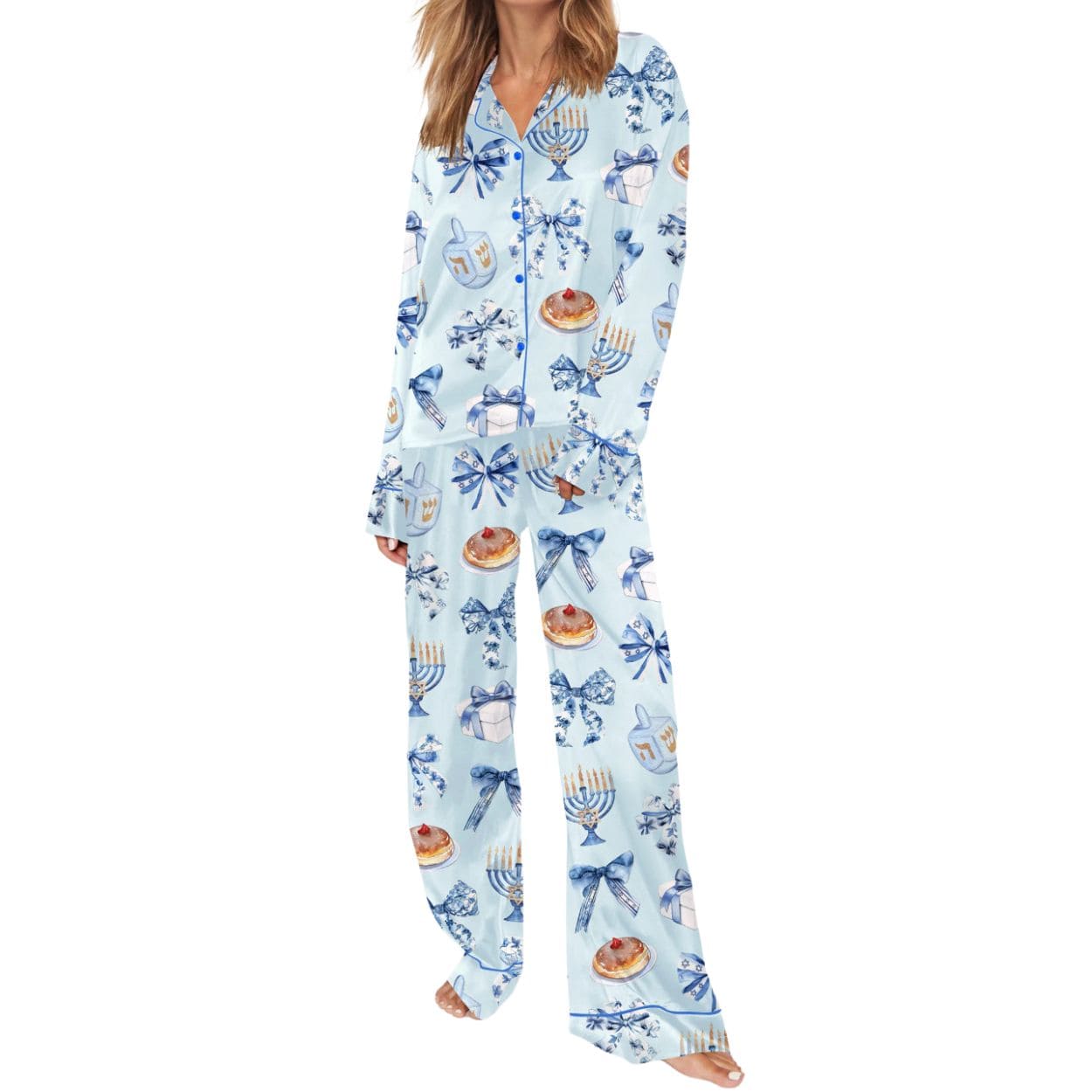 Coquette Hanukkah Silky Satin Pajama Set Coquette Hanukkah Silky Satin Pajama Set